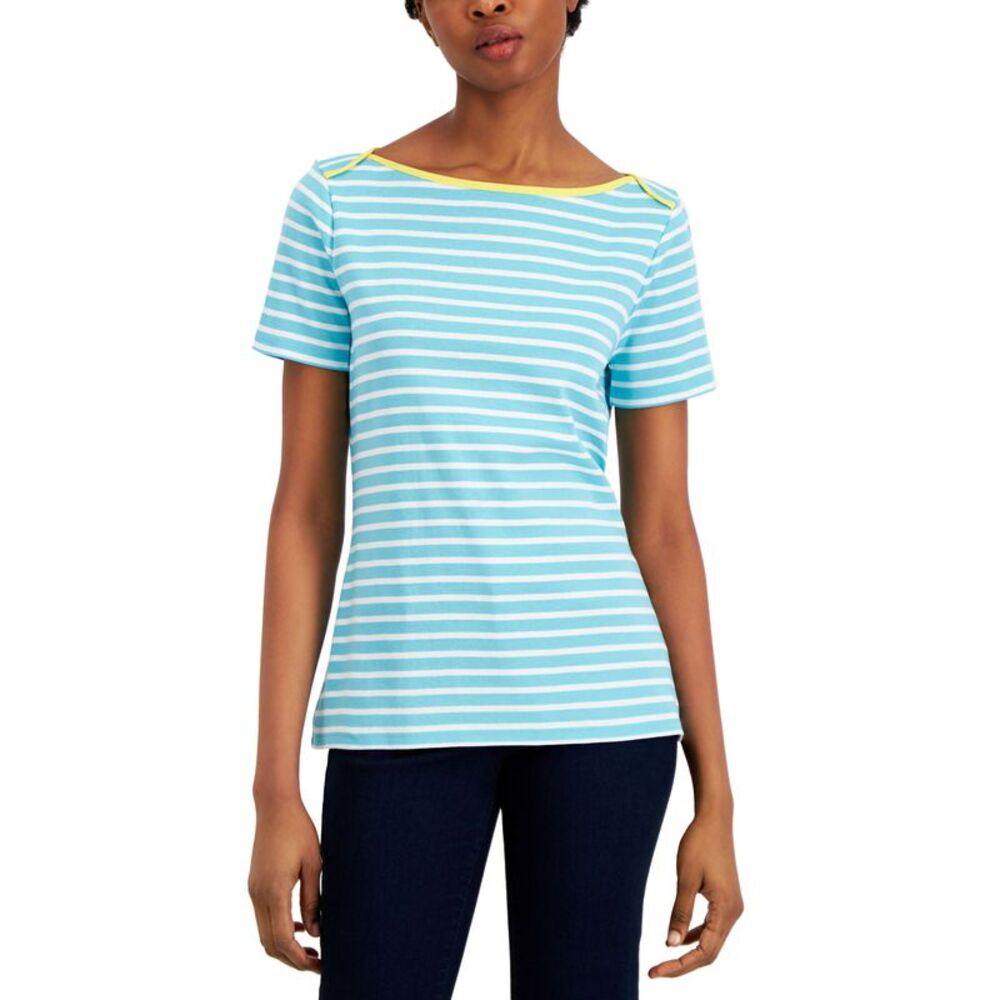 Charter Club Prima Knit Striped Boatneck Top